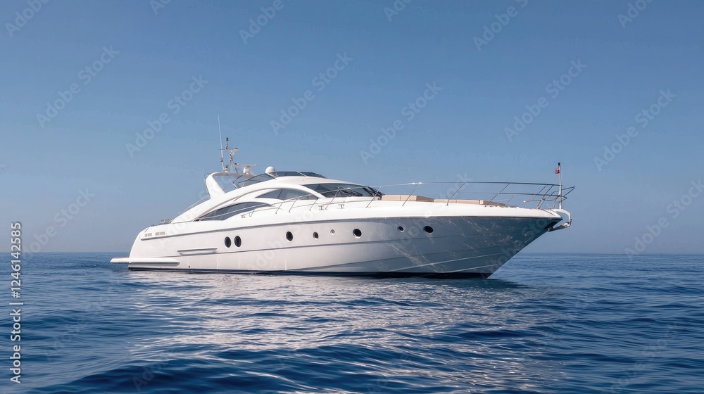 Luxury yacht at sea, sunny day, calm water, travel brochure Luxury yacht at sea, sunny day, calm water, travel brochure