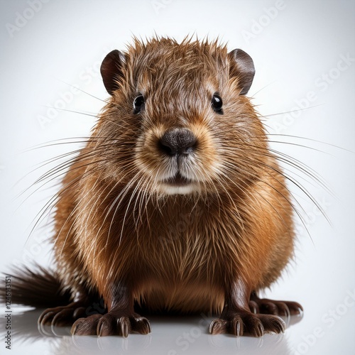Isolated cute wild muskrat photo