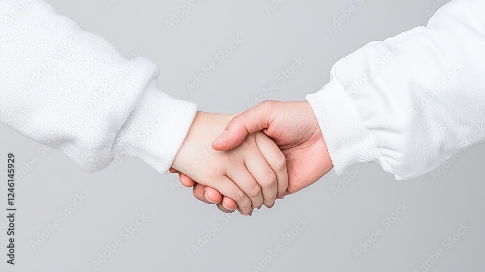 Two people shaking hands, agreement, studio background, partnership Two people shaking hands, agreement, studio background, partnership
