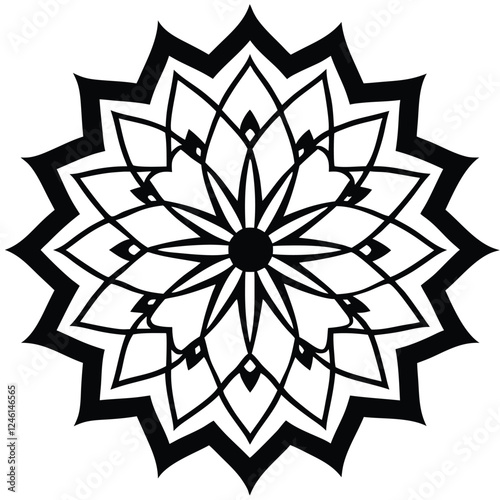 Detailed Black and White Mandala Art