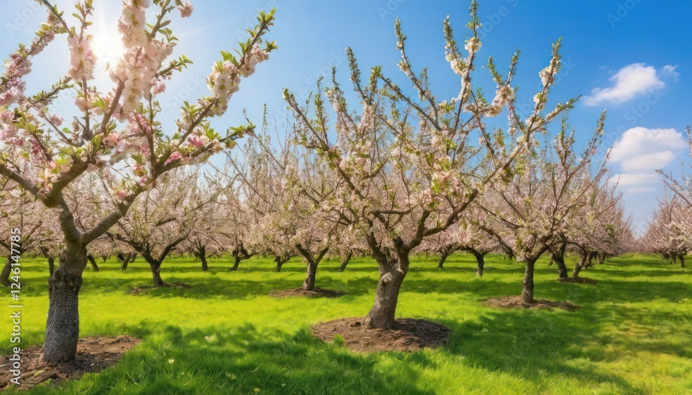 Blossoming Orchard Under a Bright Sky Blossoming Orchard Under a Bright Sky