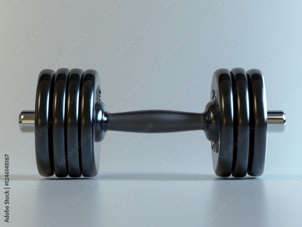 Naklejka premium A focused view of a black dumbbell.