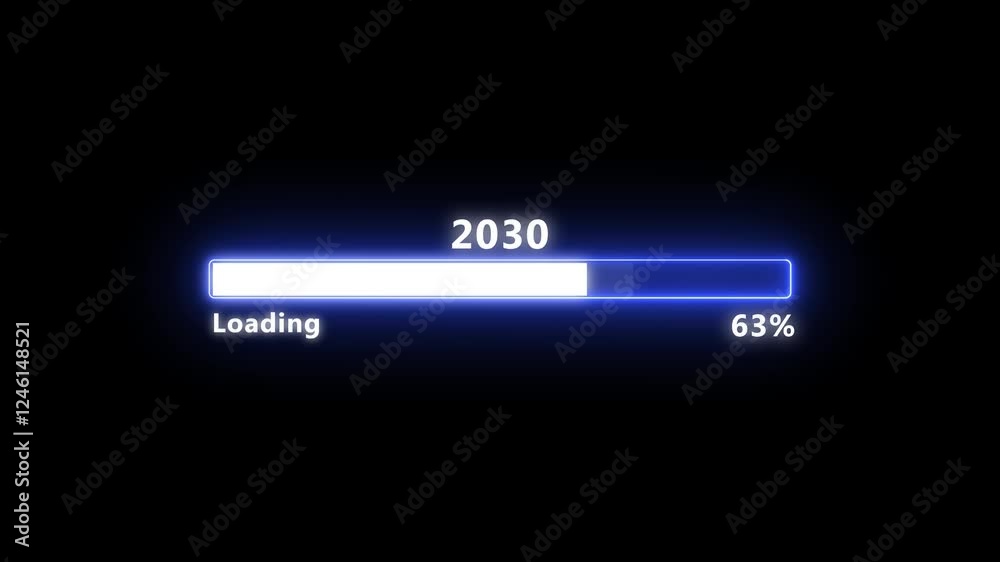 Progress loading bar 2029 to 2030 animation on dark background, Year change concept ,Happy new year 2030 welcome. Year changing from 2029 to 2030. Progress loading bar 2029 to 2030 animation on dark background, Year change concept ,Happy new year 2030 welcome. Year changing from 2029 to 2030.
