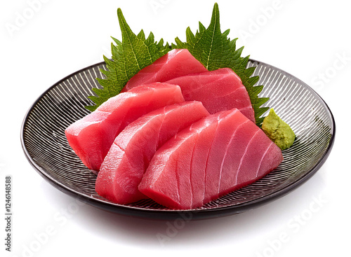 マグロのお刺身。白背景。（Tuna sashimi on white background.）
