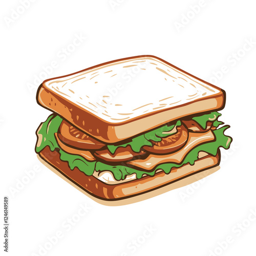 A cartoon illustration of a sandwich with lettuce