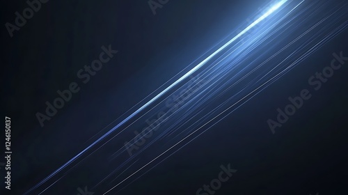 Blue light streaks, dark background, abstract design