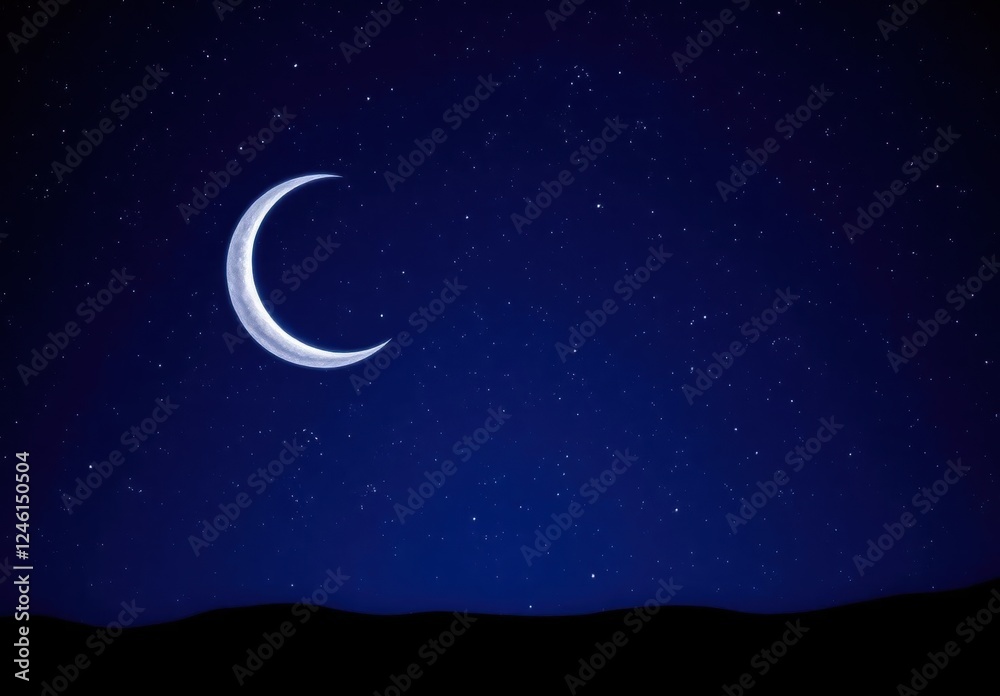 Crescent Moon Night Sky Landscape Crescent Moon Night Sky Landscape
