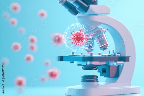 Wallpaper Mural futuristic microscope display analyzing vaccine molecular structure with transparent digital interface overlaying magnified Torontodigital.ca