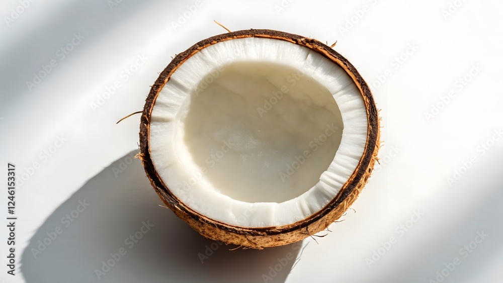 Simplistic Beauty Top-Down View of a Half Coconut V2 Simplistic Beauty Top-Down View of a Half Coconut V2