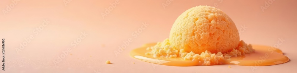 Fuzzy orange sherbet melting on a pastel background, creamy texture, pastel colors, Fuzzy orange sherbet melting on a pastel background, creamy texture, pastel colors,