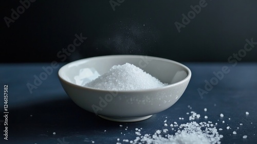 Obraz na płótnie Natural salt in a white bowl w salonie