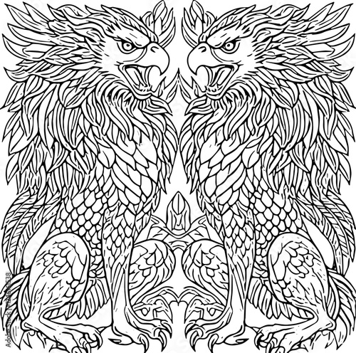 Griffin coloring page svg 