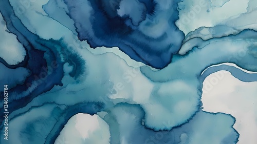 Abstract Blue Water Watercolour Background Texture