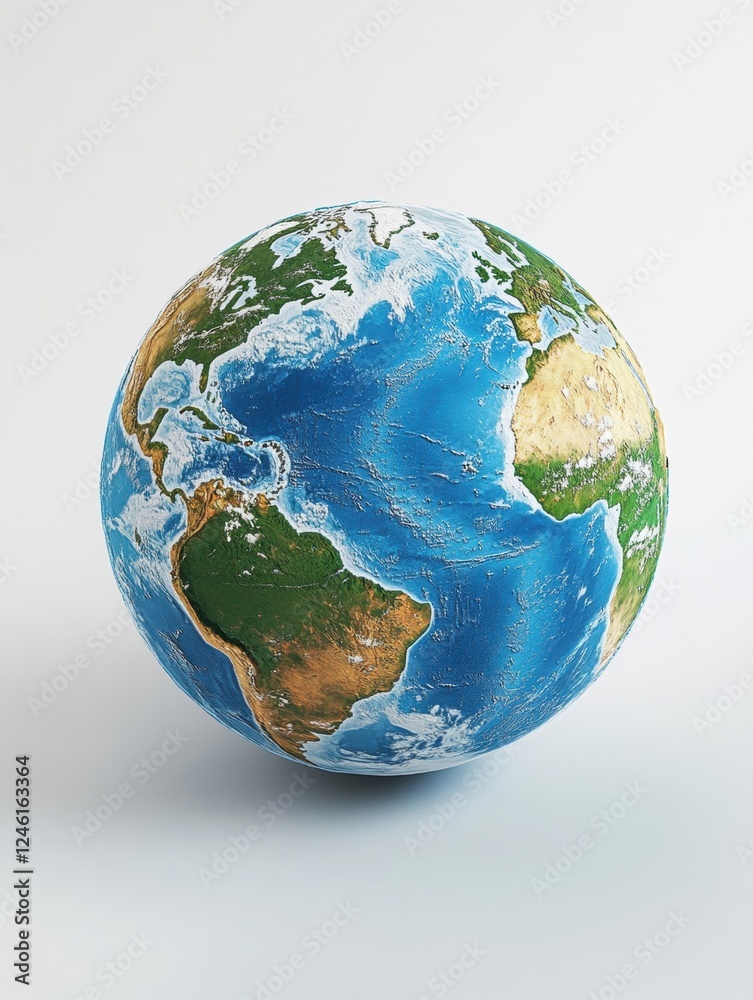 Fototapeta premium Colorful globe depicting Earth from space.