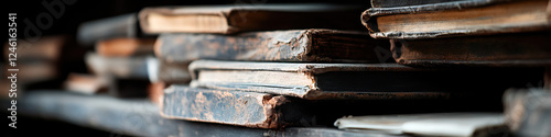 Close-up of Stacked Antiquarian Books