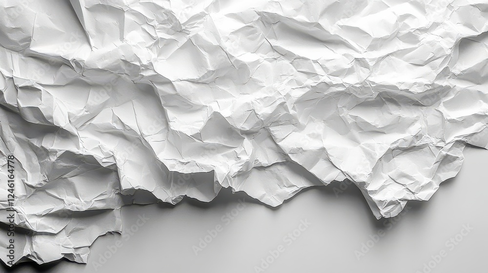close up white crumpled paper texture with visible creases background