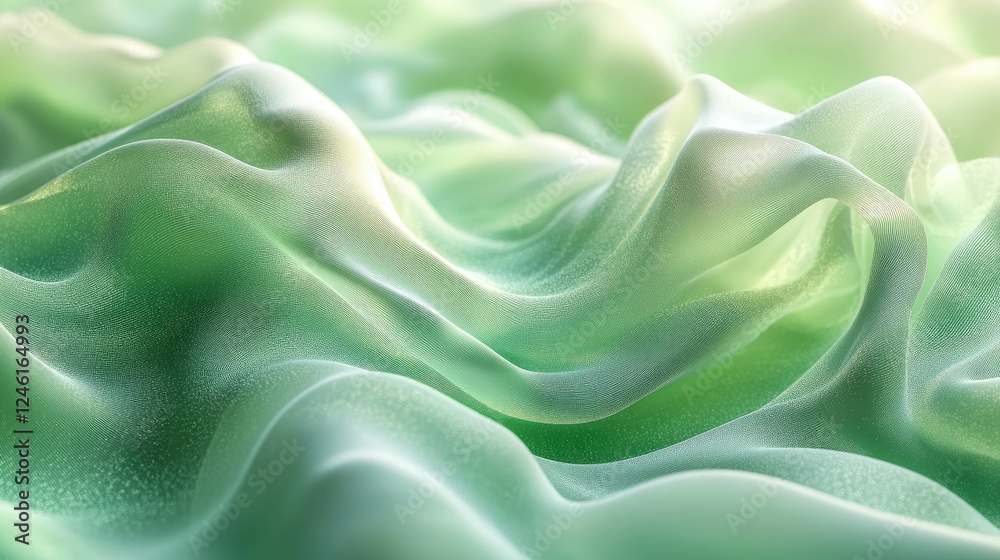 Obraz premium Holographic Green Flowing Fabrics Create a Surreal Three-Dimensional Experience