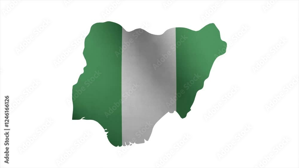 The Flag of Nigeria Waves Within Its Map with Beautiful Animation