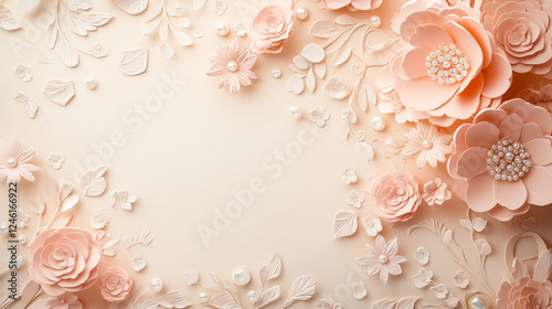 Wallpaper Mural Sophisticated Mother’s Day card with pearl embellishments design featuring 3D flowers and pearl embellishments on a soft background Torontodigital.ca