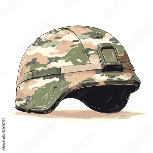 Vector Military Helmet Closeup. Helmet, Army Symbol of Defense and Protection. Soldier Helmets Design Template isolated on a white background