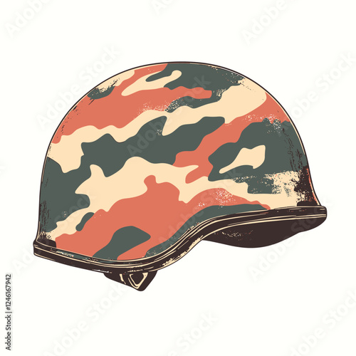 Vector Military Helmet Closeup. Helmet, Army Symbol of Defense and Protection. Soldier Helmets Design Template isolated on a white background