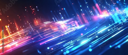 Vibrant Light Trails in a Digital Abstract Background