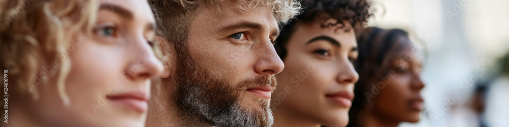 Fototapeta premium Profile Portraits of Four Diverse Individuals