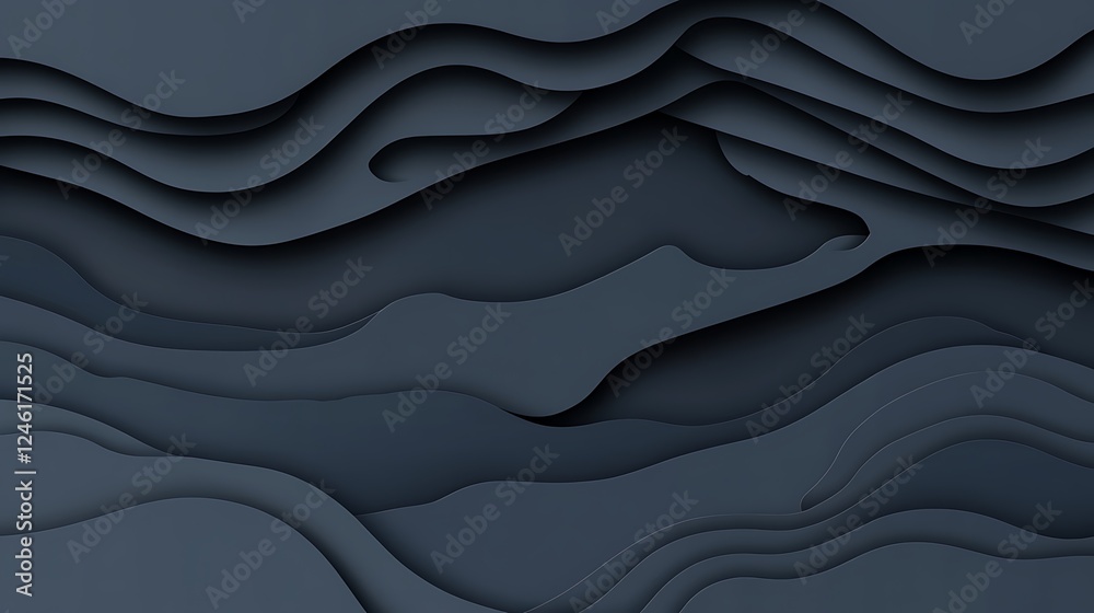 Abstract dark grey waves, paper cut design Abstract dark grey waves, paper cut design