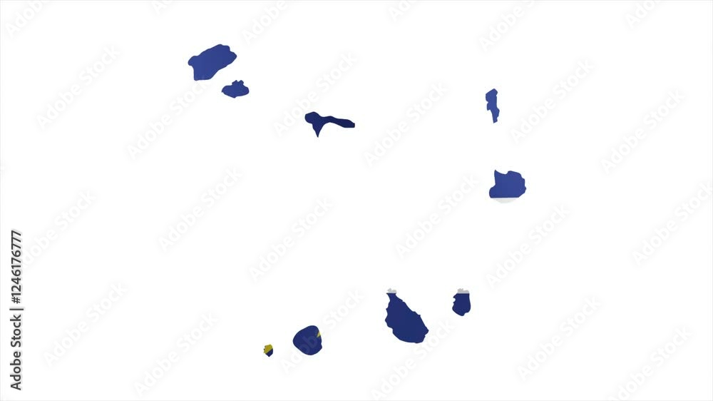 The Flag of CAPE VERDE Waves Within Its Map with Beautiful Animation