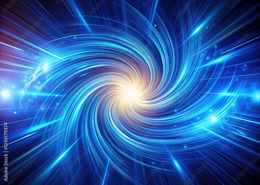 Obraz premium AI-crafted long exposure; abstract blue light streaks.