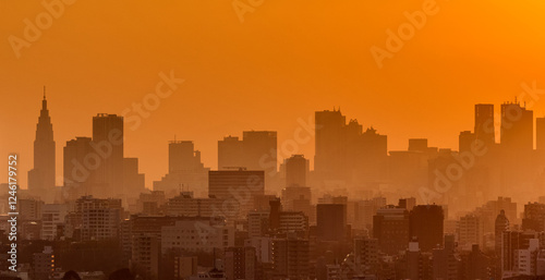 Canvas Print Tokyo Skyline in Golden Sunset Glow