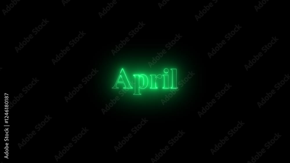 April burning word, fire text. fire text effect black background. animated text effect with high visual impact. July Month Electric Fire lighting text animation on black background.