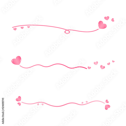 Vector - Cute collection of pink hearts line. Cartoon style, Minimal. Can be use decorate any card, web.