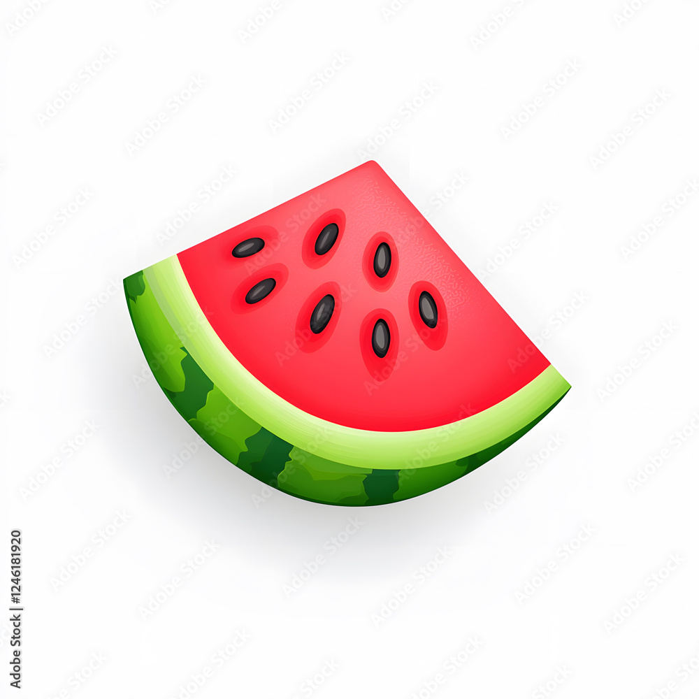 Fresh ripe slice of watermelon with visible black seeds, juicy watermelon wedge isolated on a white surface Fresh ripe slice of watermelon with visible black seeds, juicy watermelon wedge isolated on a white surface