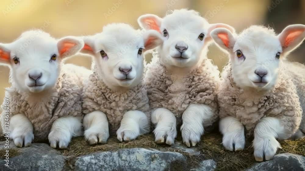 Inquisitive lambs gazing directly at the camera during springtime Inquisitive lambs gazing directly at the camera during springtime