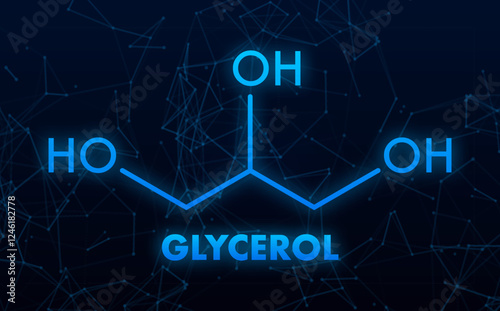 Glycerol Molecular Structure with Plexus Effect Representing Chemical Bonds