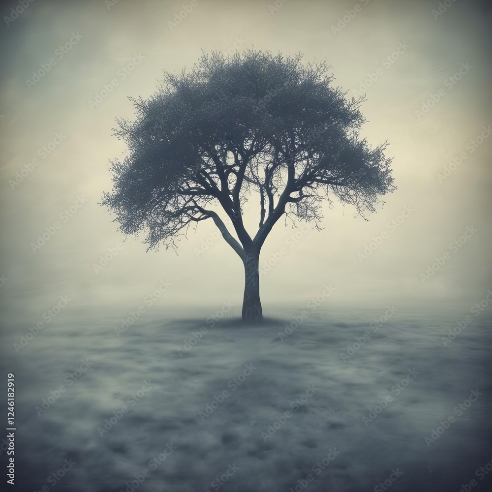 tree in fog tree in fog