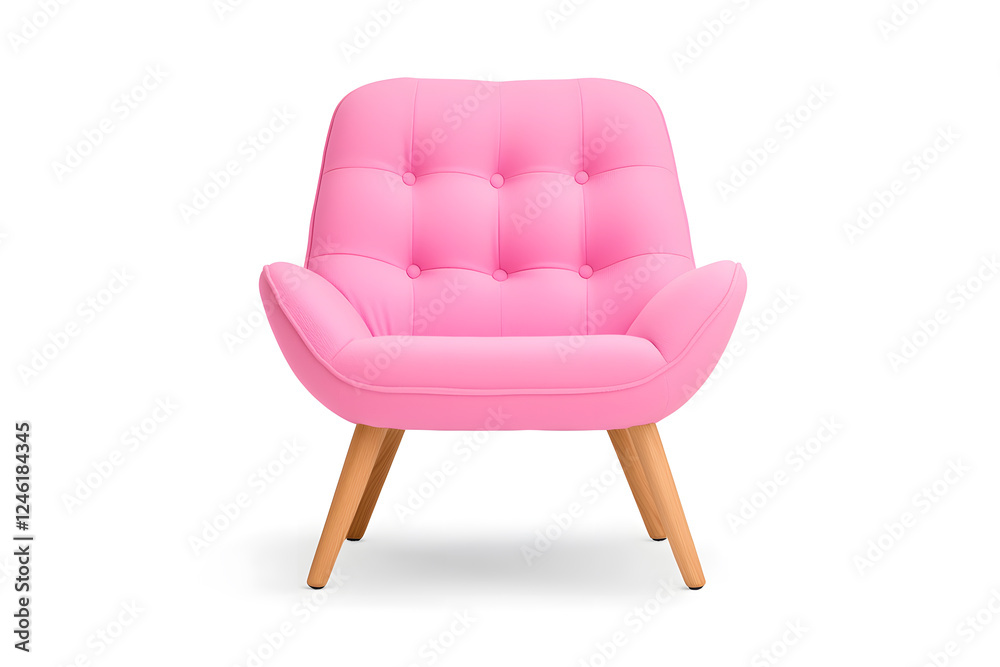 Fototapeta premium Pink soft comfortable armchair isolated on white background