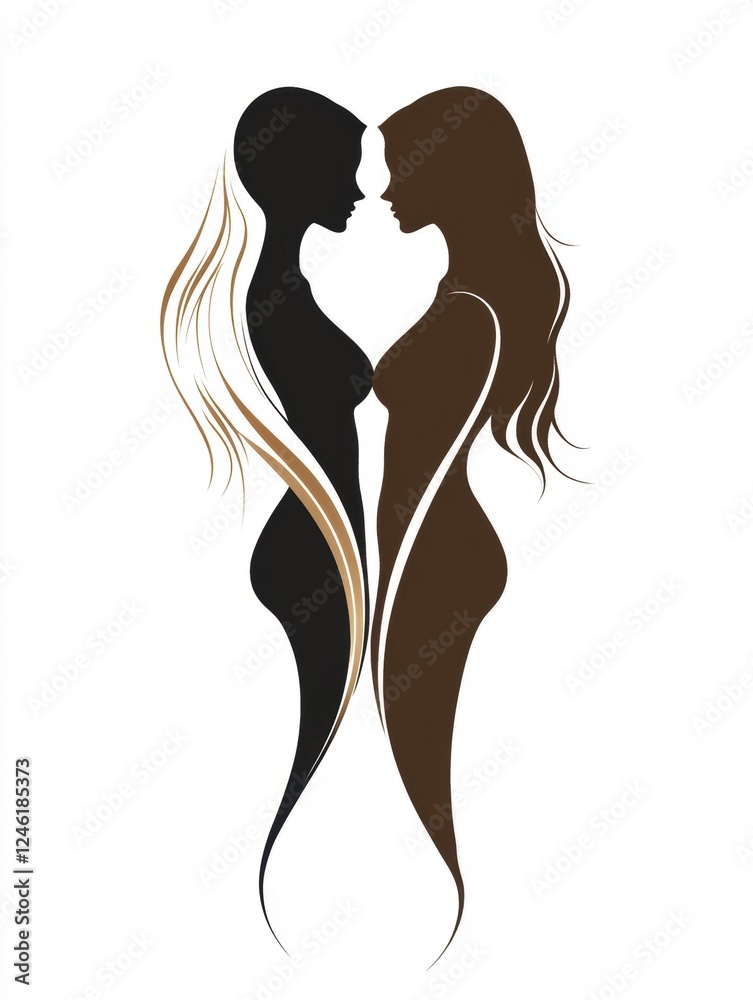 Elegant silhouettes symbolizing unity and diversity. Elegant silhouettes symbolizing unity and diversity.