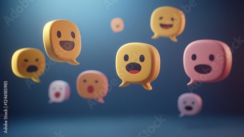 Colorful chat bubbles expressing various emotions.