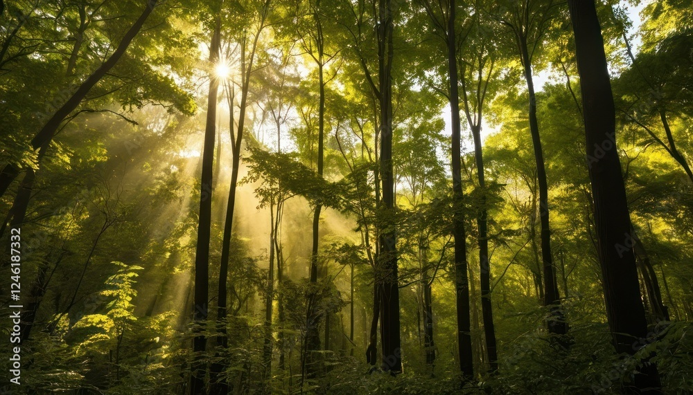 Fototapeta premium Sunlight Through Forest Canopy