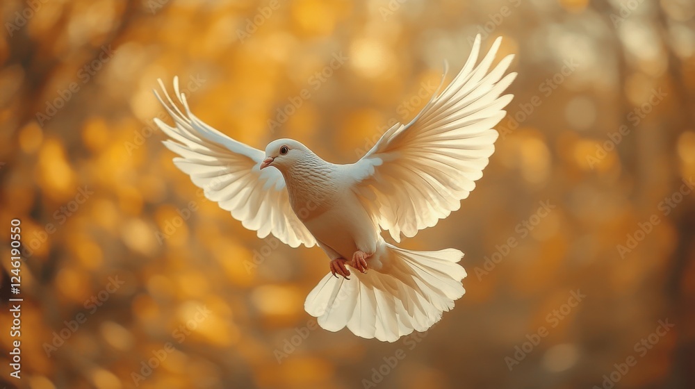 flying white dove on soft background with space for your text flying white dove on soft background with space for your text