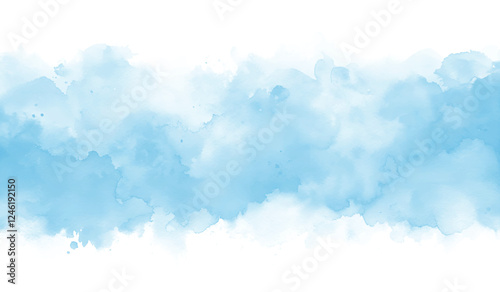 Abstract sky blue watercolor texture isolated on white background. Hand-painted watercolor splatter stains artistic vector used as an element in the decorative design
