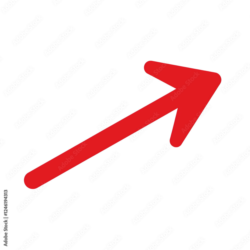 Red upward arrow with glossy design on transparent background Red upward arrow with glossy design on transparent background