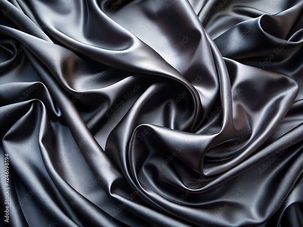 Fototapeta premium Long exposure captures flowing black silk, smooth and elegant.