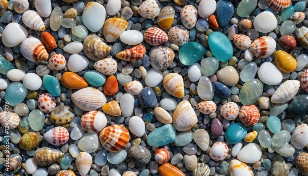 Clear Ocean Water with Colorful Pebbles and Shells Clear Ocean Water with Colorful Pebbles and Shells