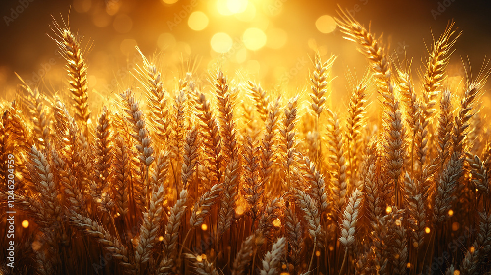 Golden Wheat Field Sunset Summer Nature Background Rural Landscape farm food grain plant scene image Golden Wheat Field Sunset Summer Nature Background Rural Landscape farm food grain plant scene image