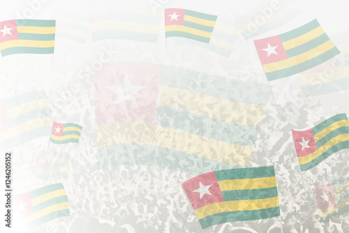 Celebratory Crowd with Togo Flags Background