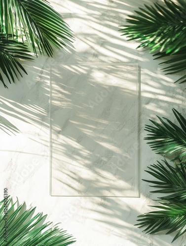 Lush tropical leaves casting beautiful shadows.