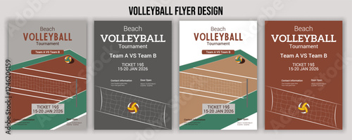 Volleyball Flyer . championship posters with volleyball ball template,Volleyball tournament poster template with ball - sample text in separate layer. Vector illustration,Spor
